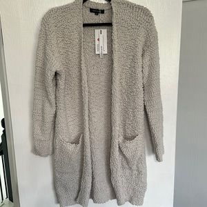 Thick, soft gray cardigan